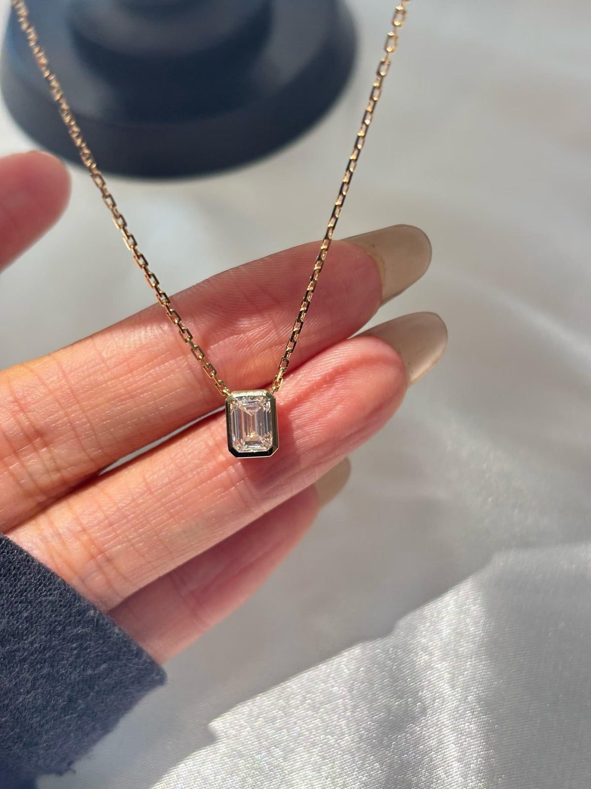 Emerald Bezel Necklace