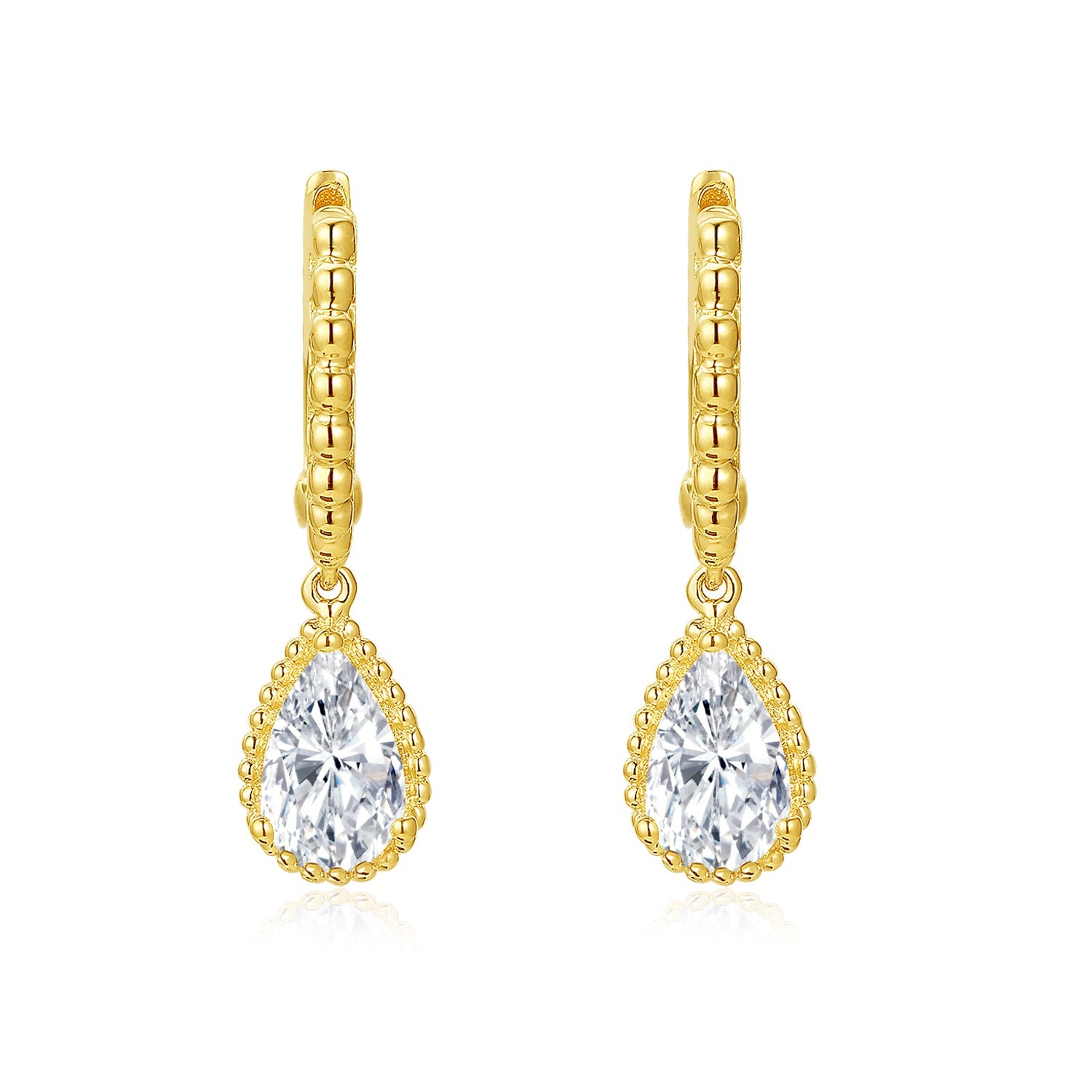 Pear Halo Drop Earrings