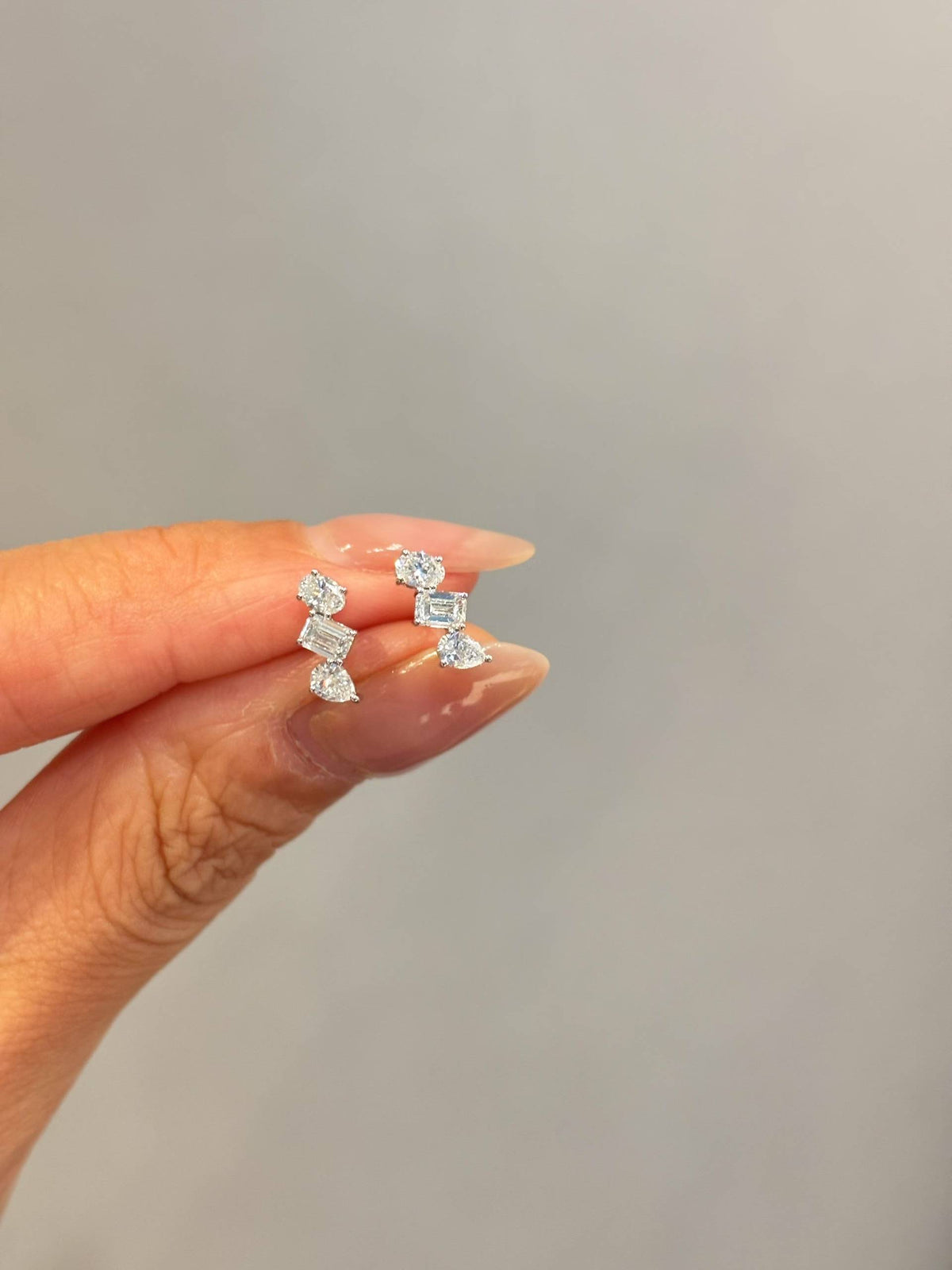 Triple-Stone Stud Earrings