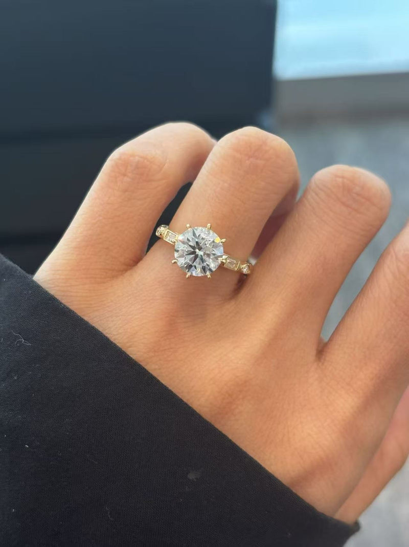 Round Gold-Tone Solitaire Ring