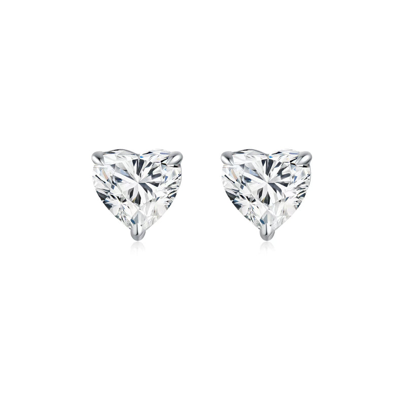 Heart Solitaire Stud Earrings