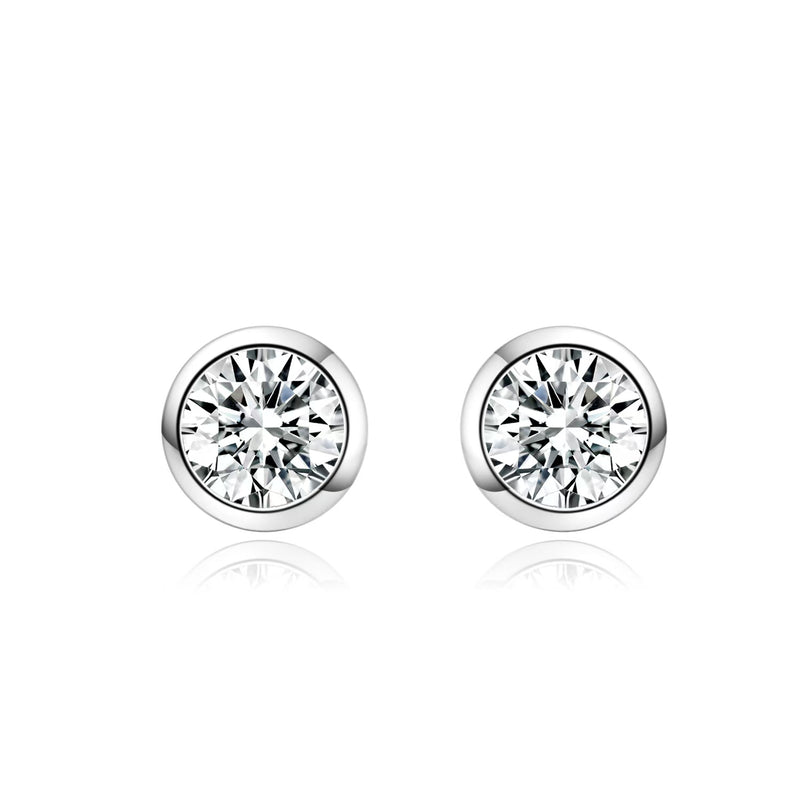 Bezel Round Stud Earrings