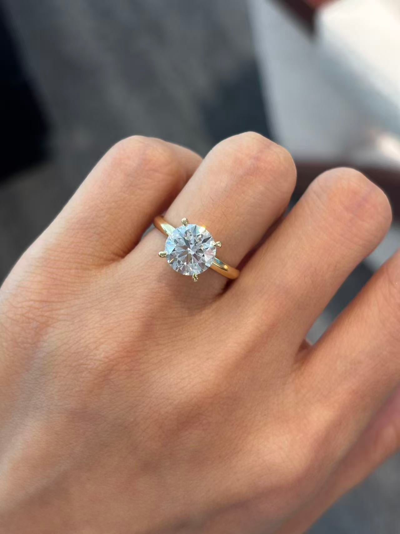 Round Gold-Tone Solitaire Ring