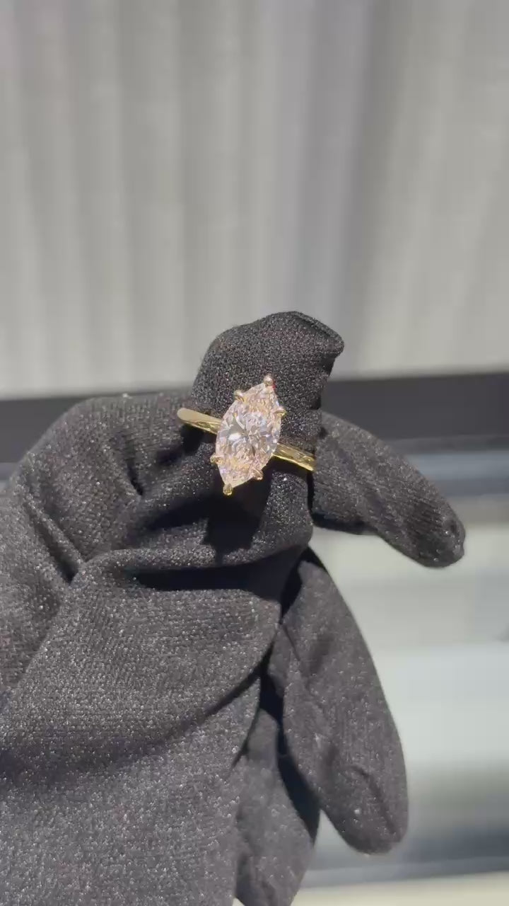 Marquise Sculpted Solitaire Ring