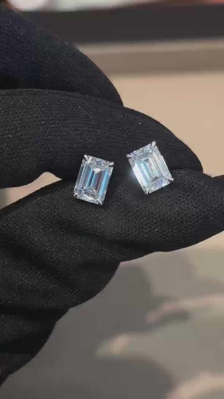 Emerald Solitaire Stud Earrings · ER-041 · view 2