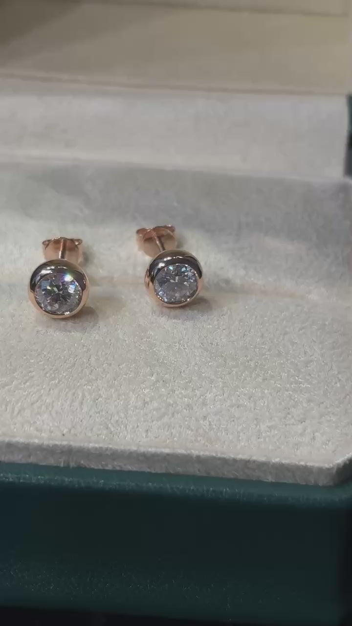 Bezel Round Stud Earrings · ER-012 · view 2