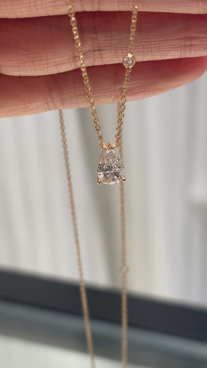 Pear Solitaire Station Necklace · NC-034 · view 2